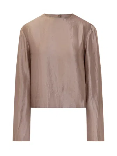 Loulou De Saison Seasonal Silk-linen Blend Button-up Blouse In Petal Rose