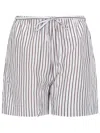 Loulou De Saison Relaxed Fit Shorts With Vertical Brown Stripes In Multi