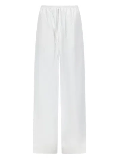 Loulou De Saison Sero Cotton Elastic Waistband Straight-leg Pants In White