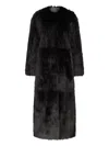 Loulou De Saison Shearling Panelled Coat In Black