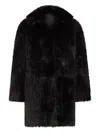 Loulou De Saison Shearling Spread-collar Coat In Black