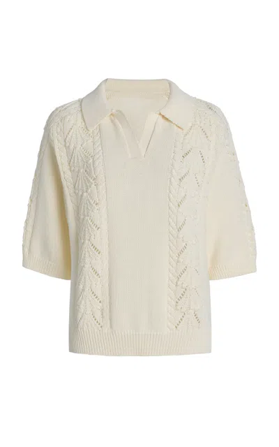 LOULOU DE SAISON SHELL COTTON POLO SWEATER