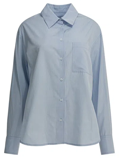 Loulou De Saison White Cotton Shirt In Blue