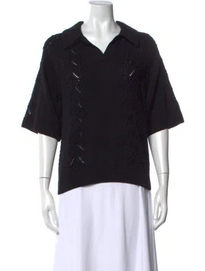 Pre-owned Loulou De Saison Short Sleeve Polo In Black