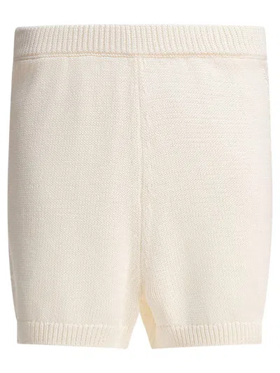 Loulou De Saison Textured White Knitted Shorts
