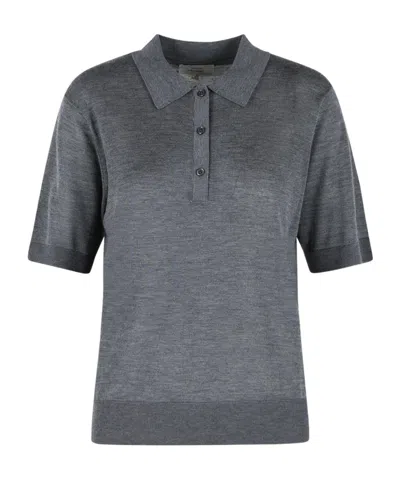 Loulou De Saison Short-sleeved Knit Polo Shirt In Blue