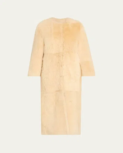 Loulou De Saison Siba Sheep Shearling Long Coat In Multi