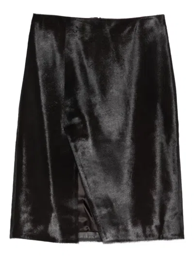 Loulou De Saison Side-split Midi Skirt In Black