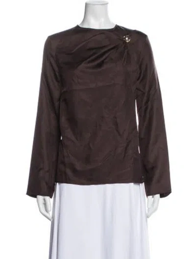 Pre-owned Loulou De Saison Silk Crew Neck Blouse In Purple