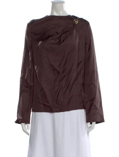 Pre-owned Loulou De Saison Silk Crew Neck Blouse W/ Tags In Brown