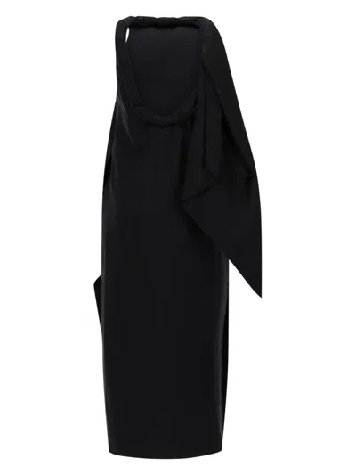 Loulou De Saison Silk Draped Halter Midi Dress In Black
