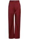 Loulou De Saison Silk High-waisted Trousers In Red
