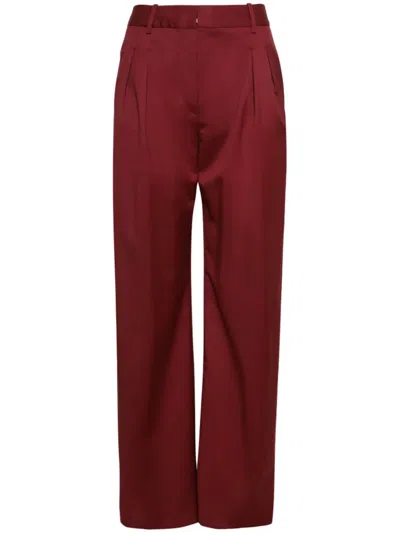Loulou De Saison Silk High-waisted Trousers In Red