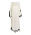 Loulou De Saison Silk Lace-detail Soto Midi Dress In Neutral