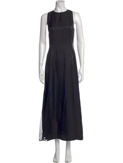 Pre-owned Loulou De Saison Silk Long Dress In Black
