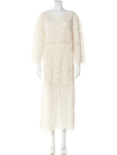 Pre-owned Loulou De Saison Silk Long Dress W/ Tags In Neutral