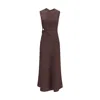 Loulou De Saison Roan Sleeveless Draped Maxi Dress In Brown
