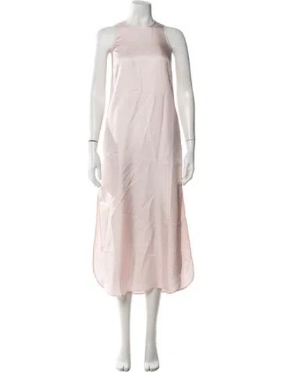 Pre-owned Loulou De Saison Silk Midi Length Dress In Pink