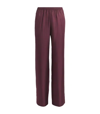 Loulou De Saison Silk Straight Alera Trousers In Burgundy