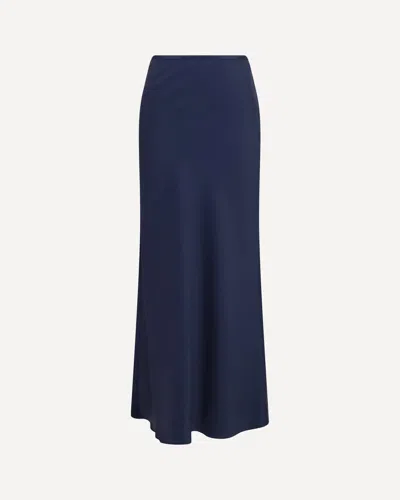 Loulou De Saison Silk Twill A-line Maxi Skirt In Blue