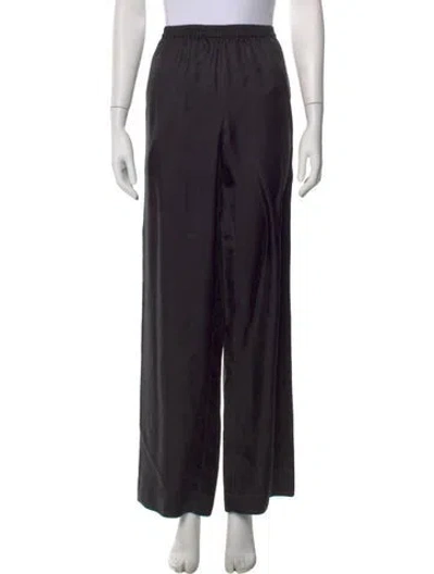 Pre-owned Loulou De Saison Silk Wide Leg Pants In Black