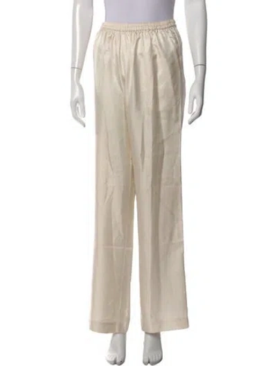 Pre-owned Loulou De Saison Silk Wide Leg Pants In Neutral