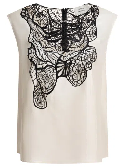 Loulou De Saison Sleeveless White Silk Top In Gray
