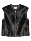 Loulou De Saison Brown Ampas Vest In Pony-effect Leather In Black