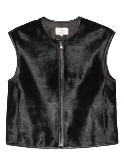 Loulou De Saison Sleeveless Zip-front Vest In Black