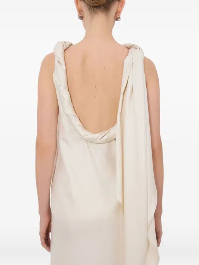Loulou De Saison Sm Wilma Beige Twisted Silk Top In Neutral