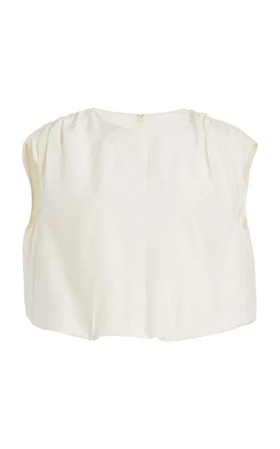 Loulou De Saison Sma Gathered Cotton-silk Top