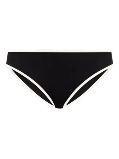 Loulou De Saison Sofia Contrast-trim Bikini Bottoms In Black