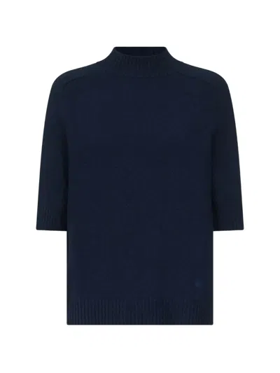 Loulou De Saison Stand-collar Cashmere Sweater In Blue
