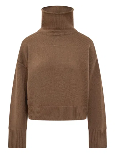 Loulou De Saison Stintino Turtleneck Sweater In Brown