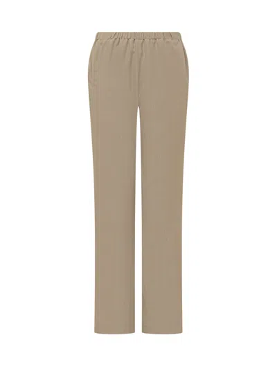 Loulou De Saison Straight Leg Trousers With Elegant Waistband In Beige