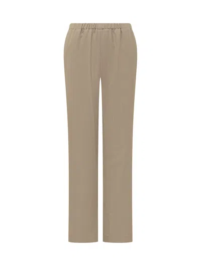 Loulou De Saison Straight Leg Trousers With Elegant Waistband In Neutral