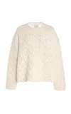 Loulou De Saison Stretch Cotton-silk Lace Sweater In Ivory