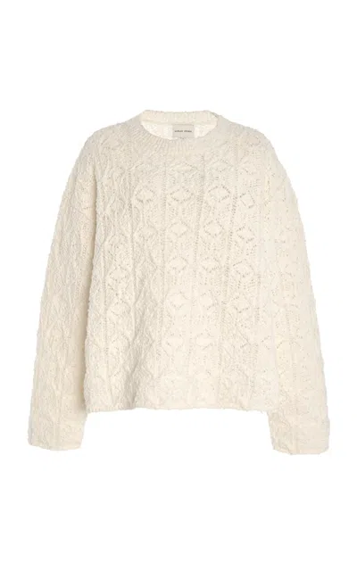 Loulou De Saison Stretch Cotton-silk Lace Sweater In Ivory