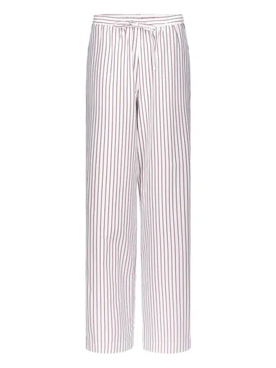 Loulou De Saison Cisco Triped Cotton Trousers Woman Red And Light Blue In White