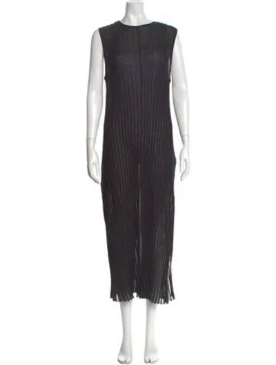 Pre-owned Loulou De Saison Striped Long Dress In Gray