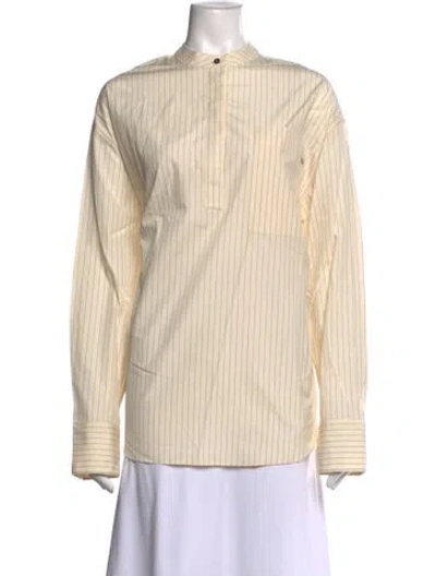 Pre-owned Loulou De Saison Striped Long Sleeve Top In Neutrals
