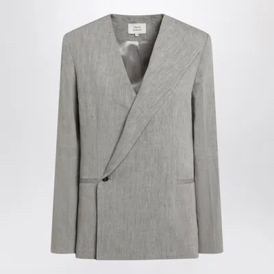 Loulou De Saison Suna Tailored Jacket With An Asymmetric Opening And Lapel In Gray