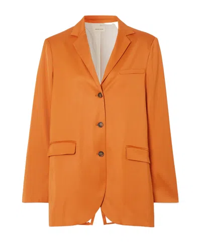 Loulou De Saison Sund Oversized Satin Blazer In Orange