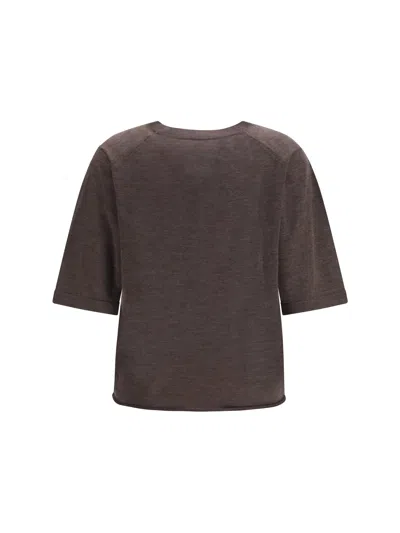 Loulou De Saison Superfine Cashmere Fine-knit T-shirt In Brown