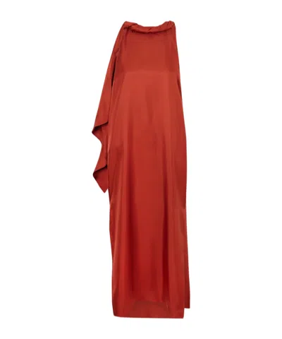 Loulou De Saison Susan Tie-detailed Draped Silk-twill Midi Dress In Multi