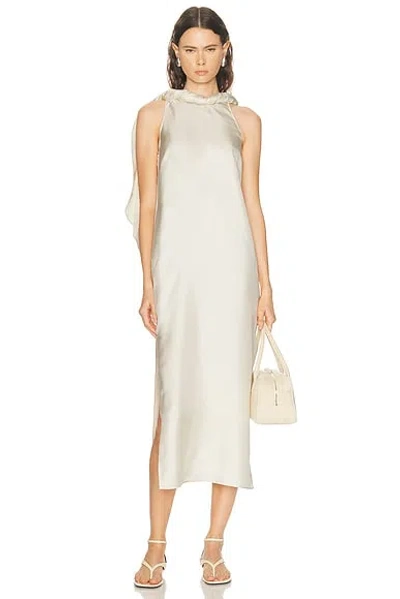 Loulou De Saison Off-white Susan Twisted Collar Maxi Dress