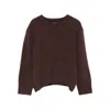 Loulou De Saison Brown Mora Lds Cropped Cashmere Sweater In Brown