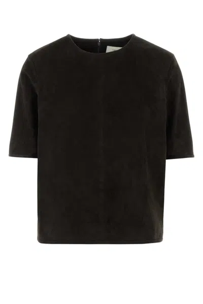 Loulou De Saison Zaida Suede Boxy Tshirt In Metallic