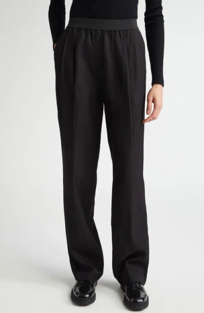 Loulou De Saison Takaroa Elastic Waist Pleated Pants In Black