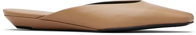 Loulou De Saison Tan Diane Calf Leather Mule Flats In Brown